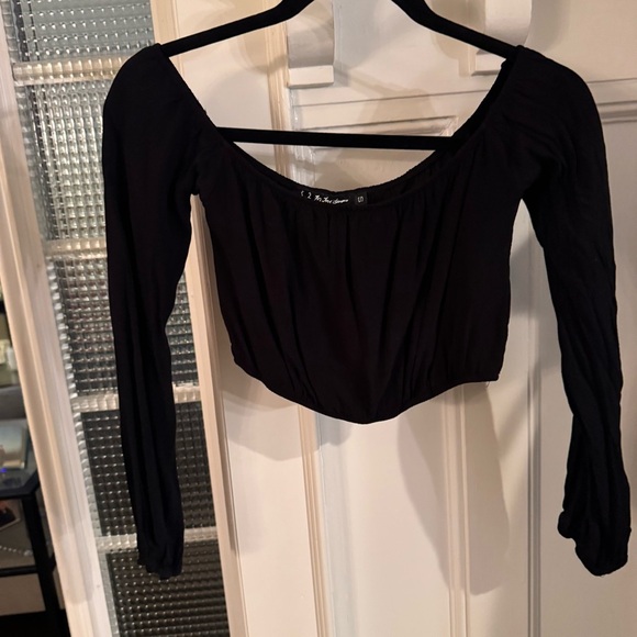 For Love And Lemons Women’s Black Crop Top Off The Shoulder L/S Size S - Picture 2 of 9